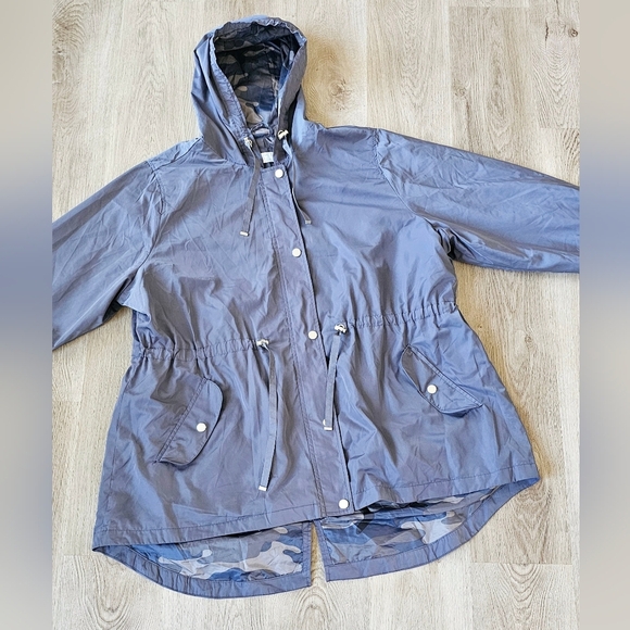 3X Lightweight Hooded Utility Jacket – Slate Grey Camo Lined, Adjustable Waist - Picture 4 of 7